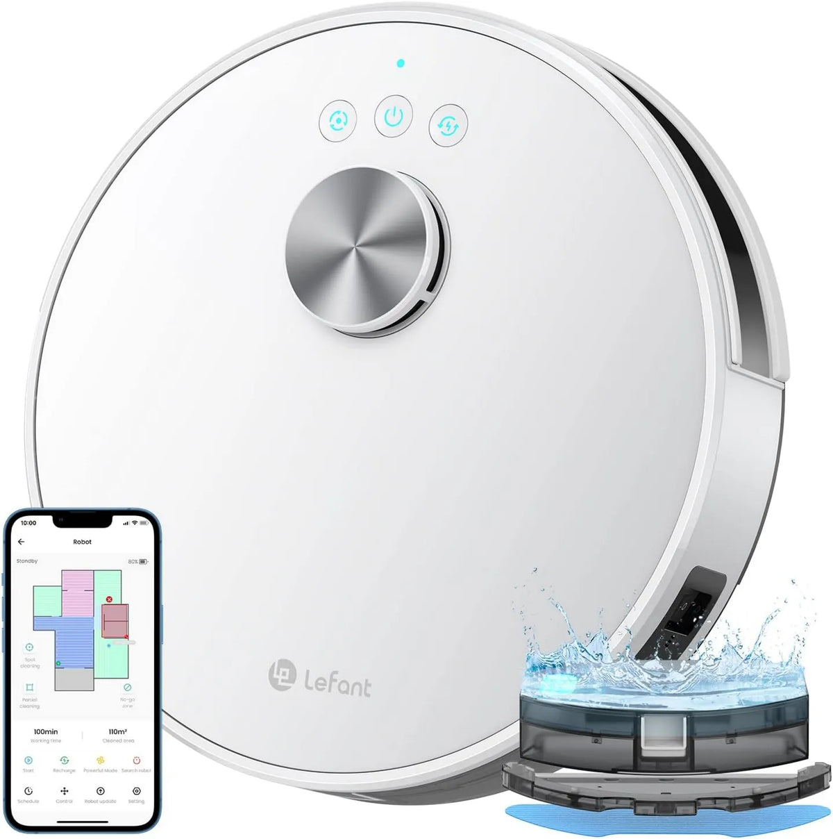 Lefant M1 robot odkurzający, 4000 mAh, 150 min, 160 ml, Odkurzacz do czyszczenia podłóg z mapowaniem, bateria 4000 mAh, czas pracy 150 min