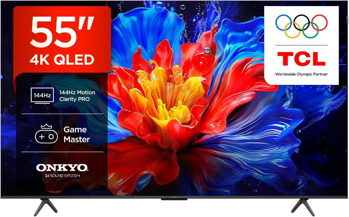 TCL monitor komputerowy, Google 55P8K 4xHDMI Smart TV, 140 cm, 3840 × 2160, 144 Hz, 4 HDMI, TV, 4K UHD, QLED, Wi-Fi, Dolby Vision