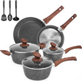 M MELENTA, Naczynie kuchenne 16 / 18 / 20 cm 20 / 24 cm, szary, Kuchnia indukcja baterii 11 sztuk 16/18/20 cm 20/24 cm