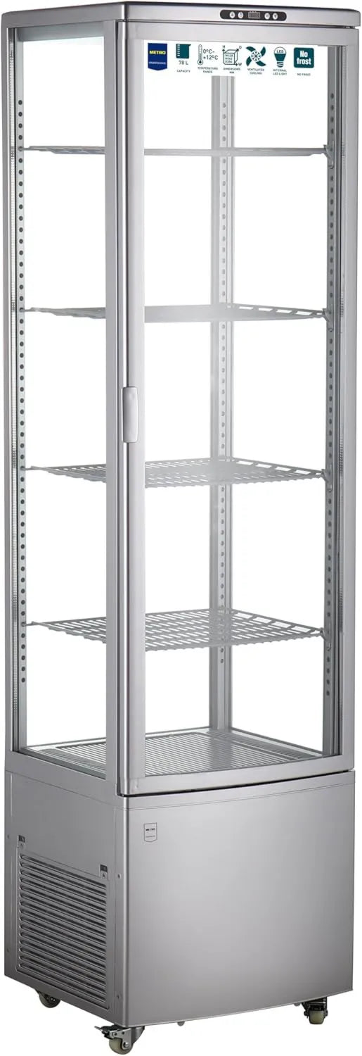METRO Professional, METRO profesjonalny Szkło chłodnicze GGC3270SV, 51, 5 x 48, 5 x 189, 5 cm, 270 l, kółka ruchome, srebrne, 4 półki regulowane