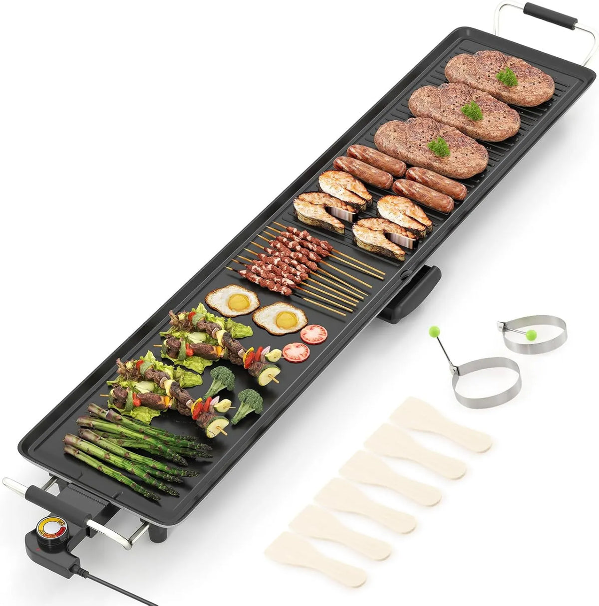 RELAX4LIFE, Grill, Plancha, Przenośny, 117x24 cm, 1800 W, termostat, wyjmowany, 4 poziomów