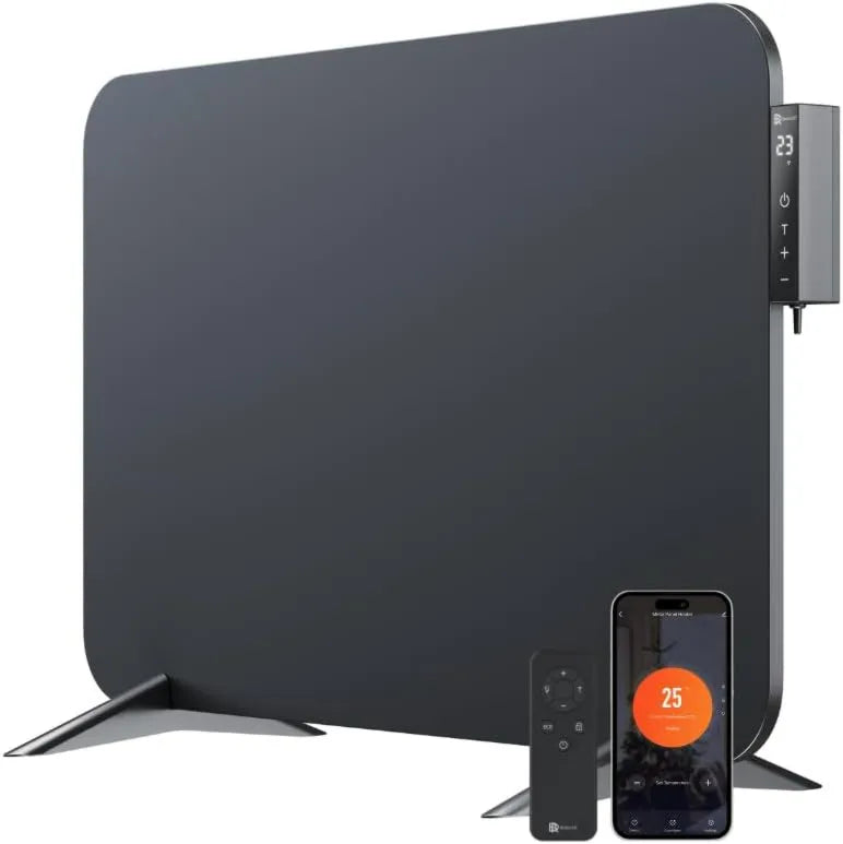 BR Bringer grzejnik elektryczny, Inteligentny termostat, Wi-Fi, czarny, jako ogrzewanie ścienne lub mobilne urządzenie stojące, do 10 m², WIFI i App