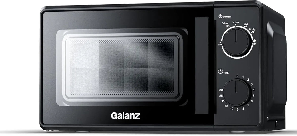 Galanz, Kuchenka mikrofalowa Touring 700, 20 l, 700 W, bezpłatna instalacja, rozmrażanie, mikrofalówka, czarny, 2 Przyciski obrotowe, 6 poziomów mocy w tym jedna funkcja Tournant-700