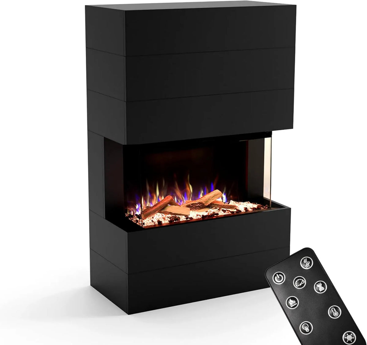 Palenisko ogrodowe, 1500 W, 140x100x45, timer, GLOW FIRE Komin PORTIA z realistycznym ogniem LED 3D E-Motion, efektem trzaskania, maks. 1500 W