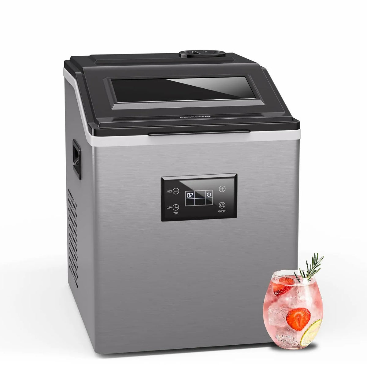 KLARSTEIN kostkarka do lodu, Icemaker, stal nierdzewna, 34 kostki lodu w 15 min, panel LED, 40 kg / dobę