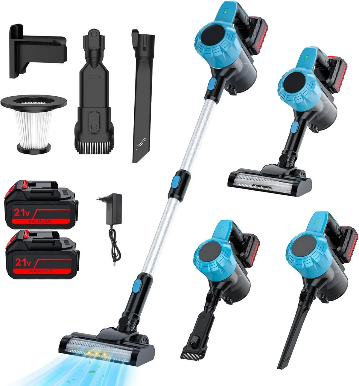 QUUGAR odkurzacz pionowy, Odkurzacz 65Min 1500 mAh, 0, 8 l, Lampa LED, Autonomia, 2 Speedy