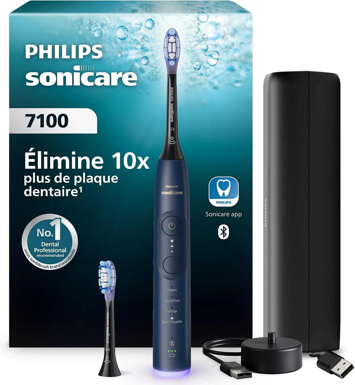 PHILIPS, HX7423 / 01 szczotka, szczoteczka do zębów, zegar, aplikacja, 3 poziomów, płyta IPS, 4 tryby, niebieski HX7423/01