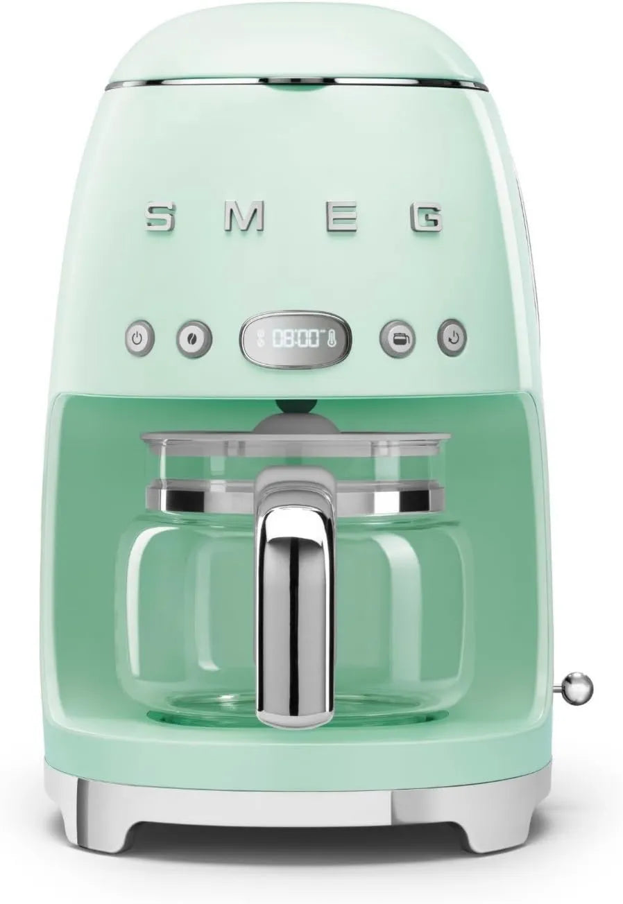 Smeg, DCF02PGEU ekspres do kawy, Filtr, Elektryczna ekspres do kawy, 1050 W, 12 kubków, Hot Hold, 2 poziomów, zielony, szkło