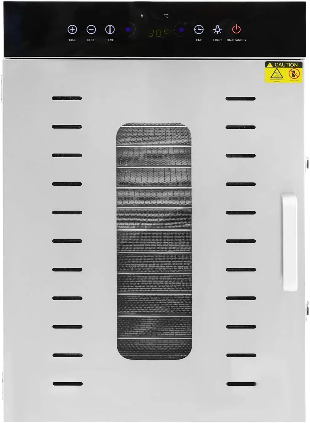 Fermoirper suszarka do żywności, Wentylator, 1350 W, 30 do 90°C, licznik, stal nierdzewna 304, 16 tac, 0, 5 do 24 h minutnik