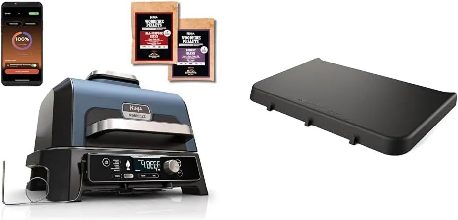 NINJA, piekarnik elektryczny, na zewnątrz, grill, Sterowanie poprzez App & Woodfire Stół boczny, Woodfire Pro Connect XL BBQ Elektryczny Grill & Smoker