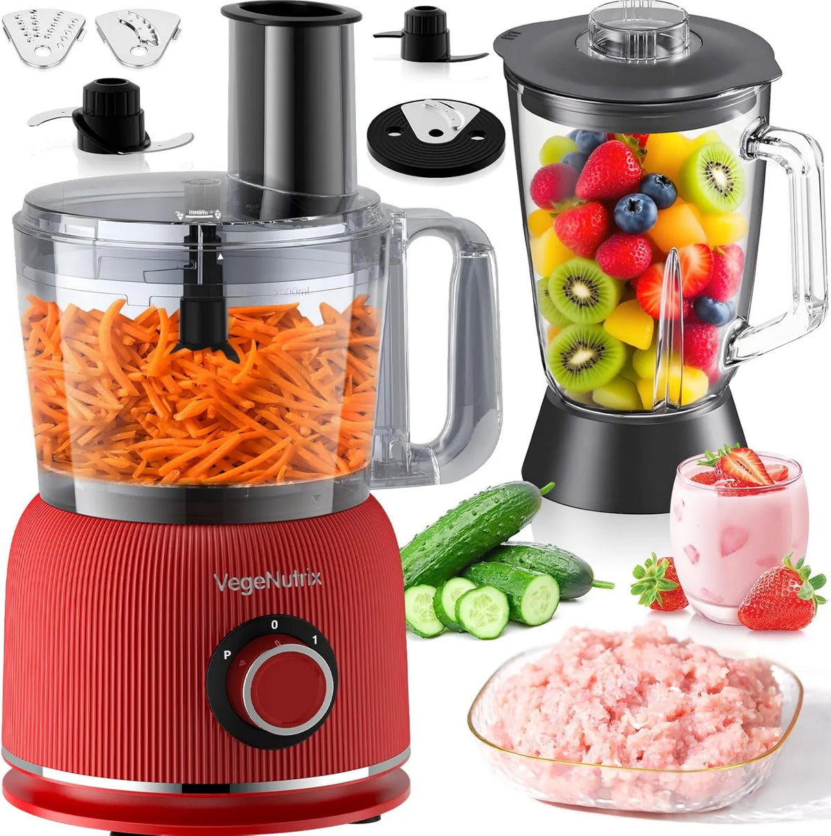 VegeNutrix robot kuchenny, 2, 5 l, 1500 W, 11 programów, 5 l miska i 1, 5 l pojemnik