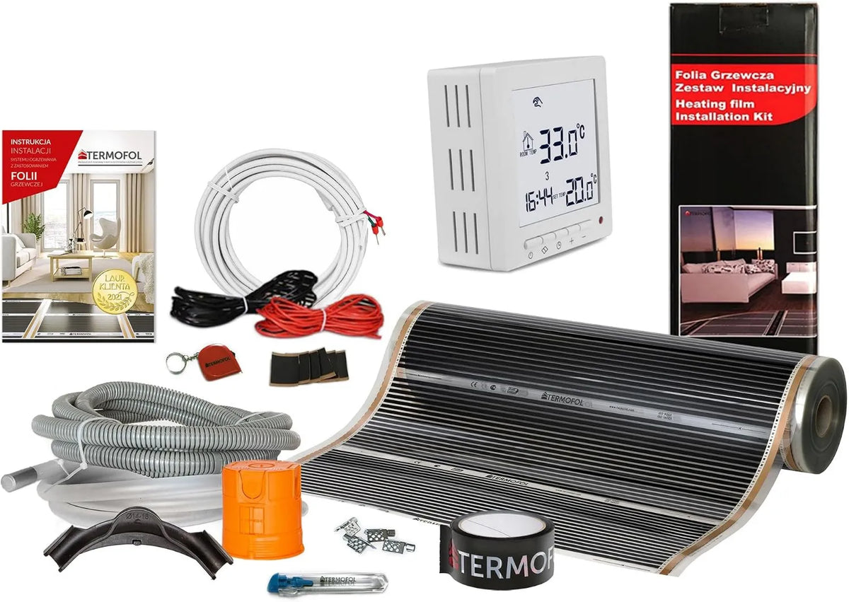 H2, 230 V, Termofol Elektryczne ogrzewanie podłogowe, zestaw dywaników grzewczych z termostatem 230 V, ogrzewanie dodatkowe