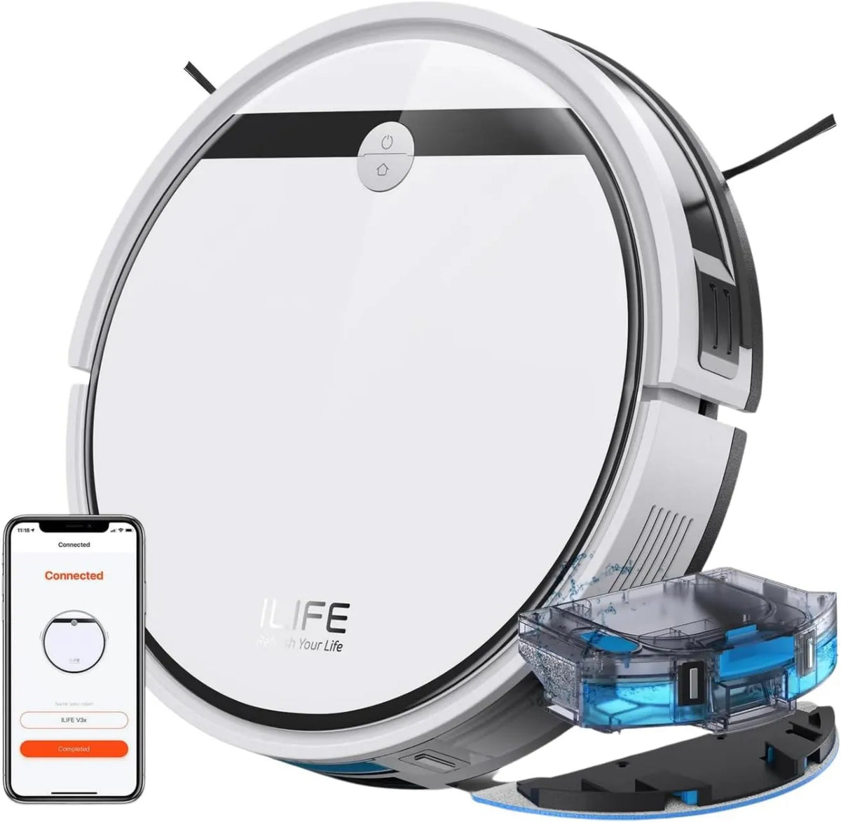 Robot odkurzający, sterowanie WiFi, praca automatyczna, ILIFE V3x robot odkurzający i mop, duża moc ssania, czyszczenie szczotki rolkowej