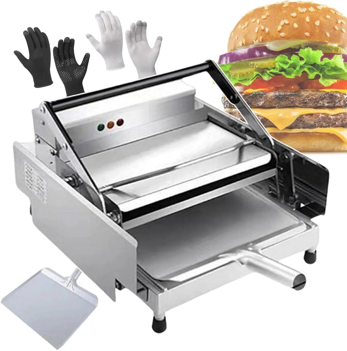 forplubossmmp, Chleb, maszyna do pieczenia, zegar, grill, podwójna warstwa 0.8 KW, 1 Hamburger Stool I 2 Rękawice