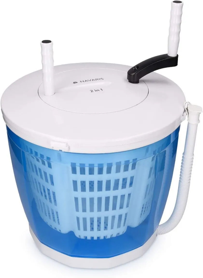 Pralka, Navaris Mini pralka 2 w 1 i suszarka obrotowa, ręcznie korbowana, nieelektryczna pralka/suszarka na kemping, do przyczep kempingowych