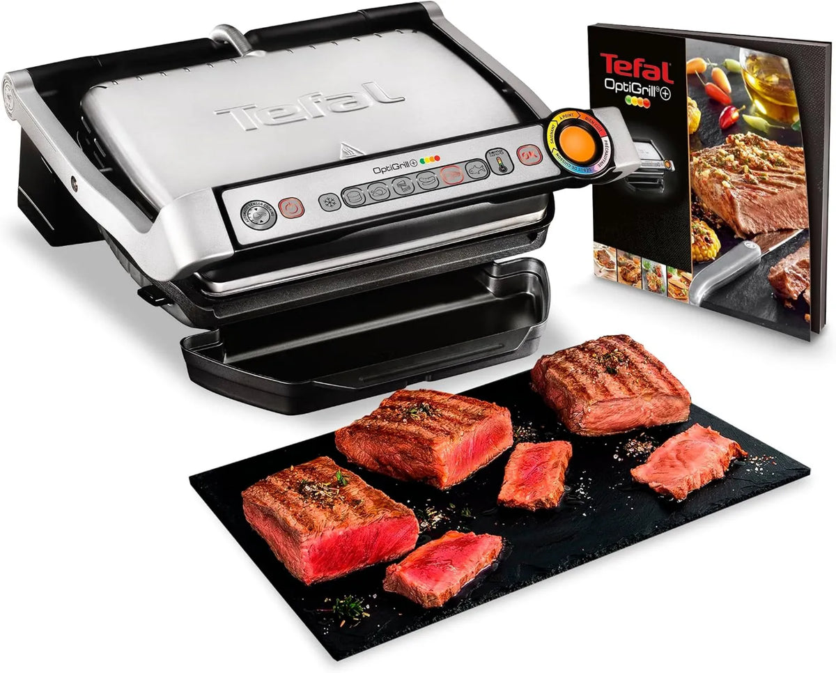 Tefal GC712D grill elektryczny, 2000 W, 30x20 cm, 6 programów, stal nierdzewna, funkcja grilla, Optigrill + Opiekacz elektryczny 2000 W