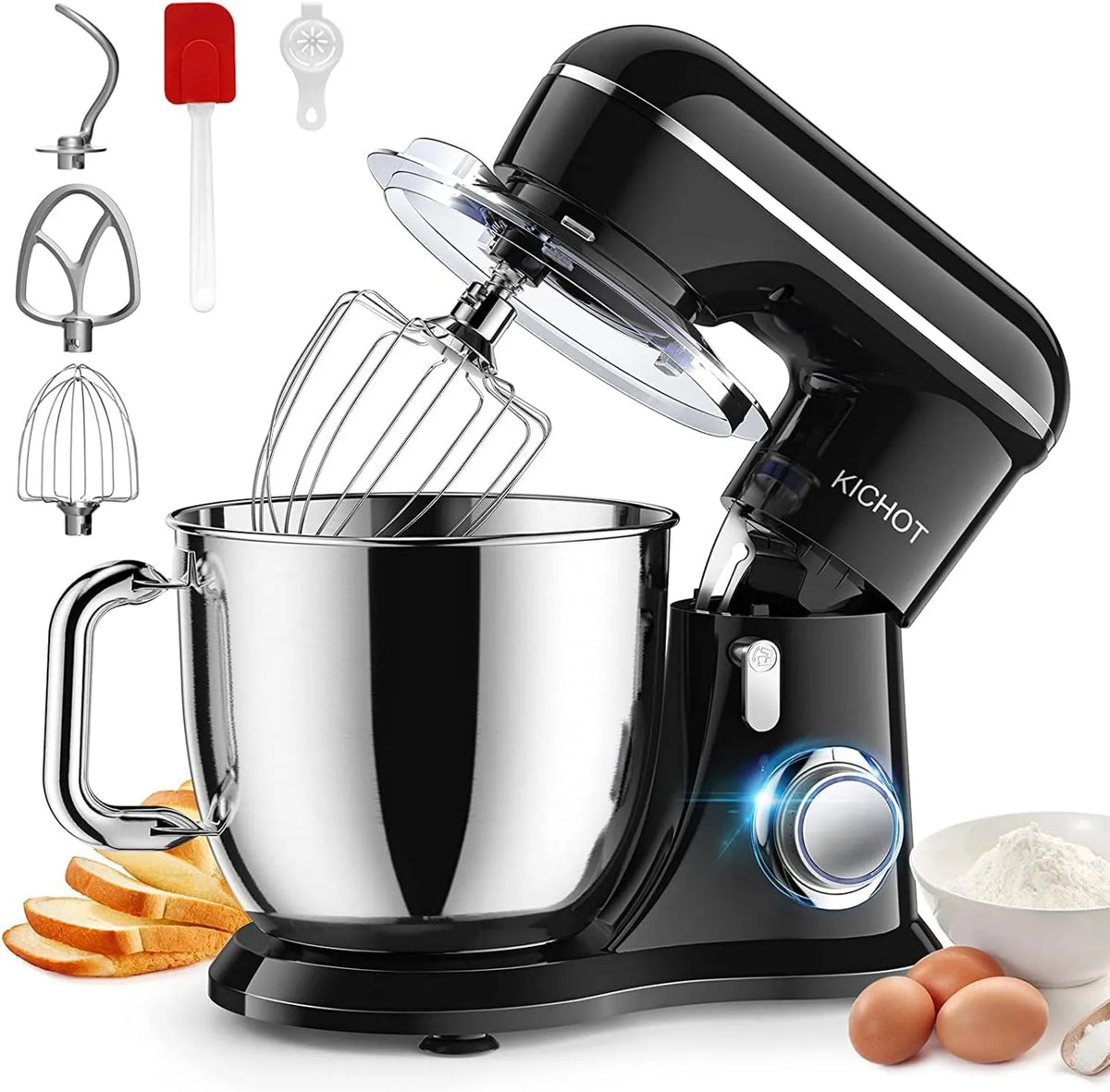 KICHOT mikser planetarny, Robot kuchenny, 4, 5 l, ciasto, profesjonalny, stal nierdzewna