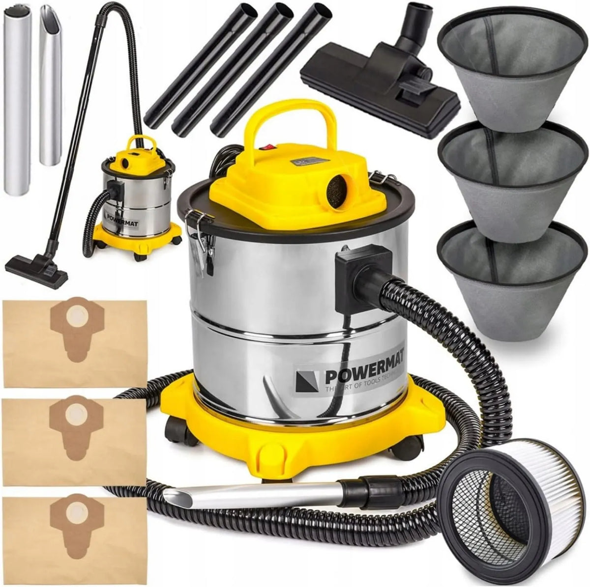 Powermat, Odkurzacz 2in1, 20 l, 2000 W, aparatura przemysłowa, odkurzacz do odkurzacza przemysłowego GO i pusty Ash 2000 W 20 l 2en1