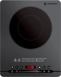 AMZCHEF płyta grzewcza, Płyta indukcyjna, 2000 W, 42 dB, stół indukcyjny, zegar, przenośny, tłumik, 2 strefy temperaturowe, szary, 4 cm Design