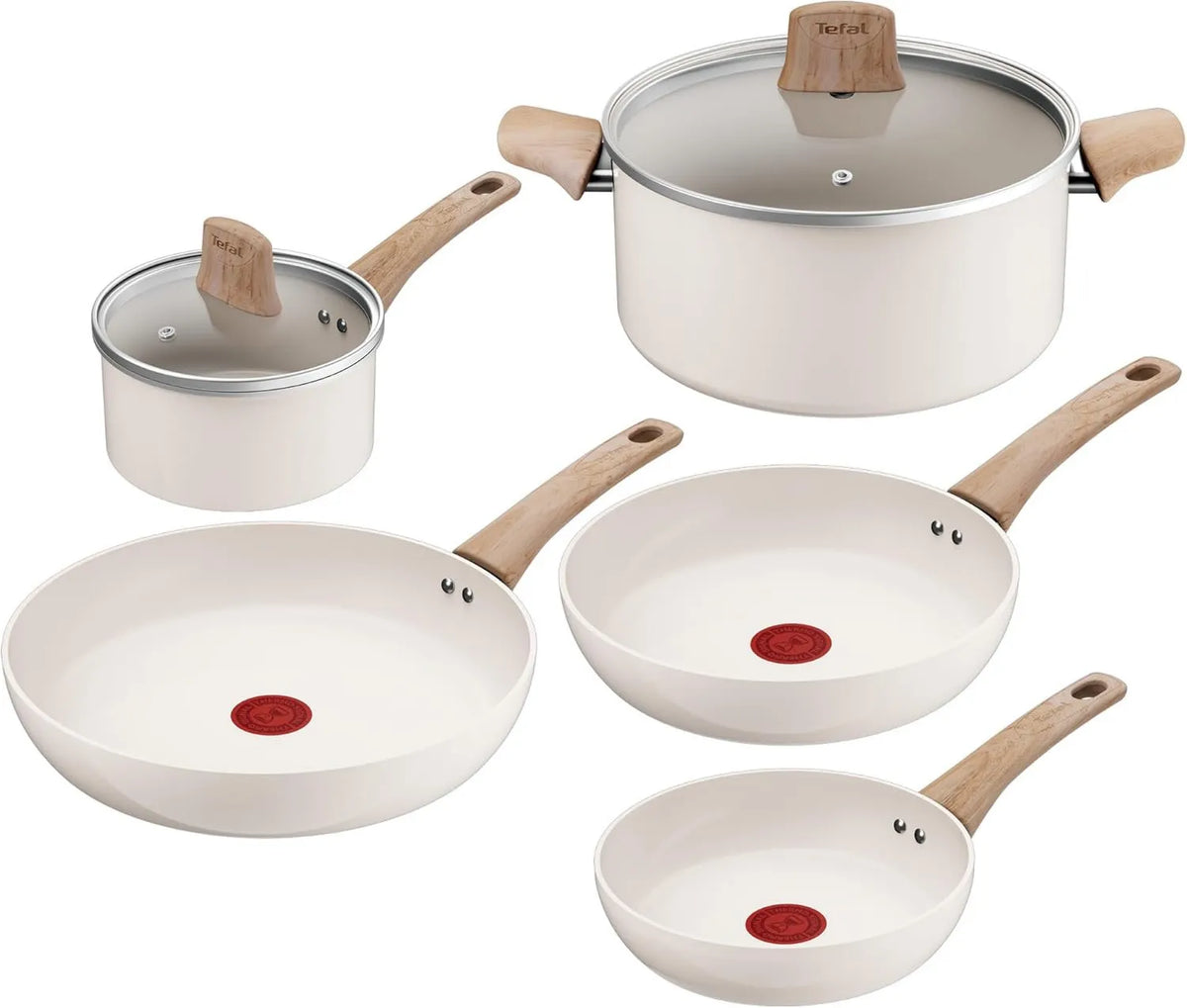 Tefal, owa bateria, bateria patelni i patelni, 7 sztuk, kuchnia z aluminium z recyklingu