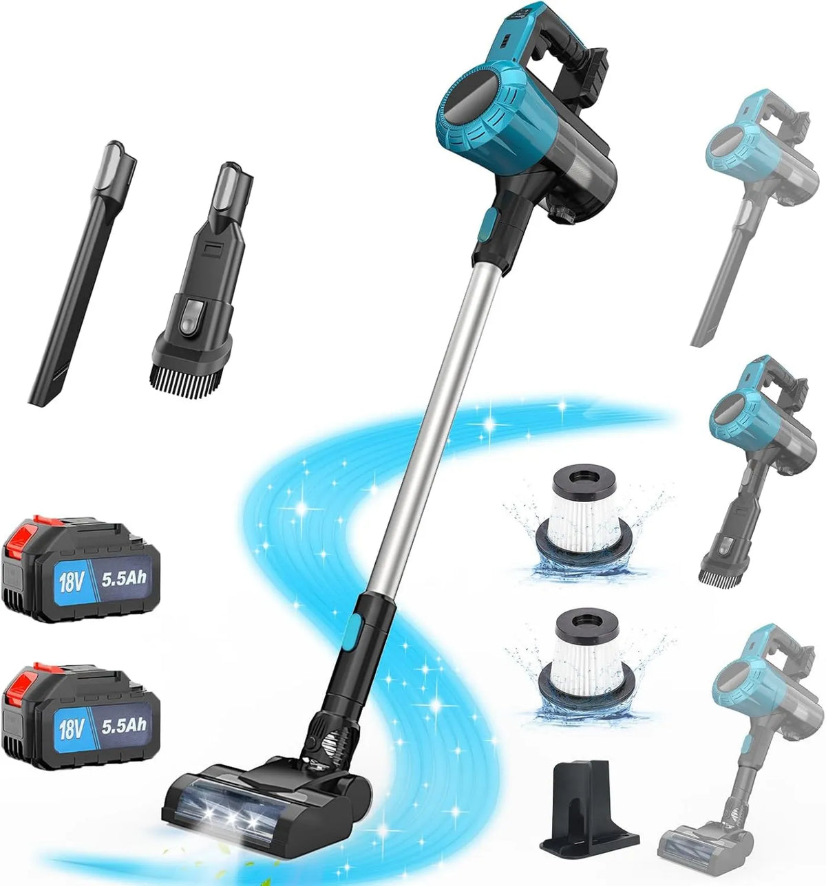 ikeborm odkurzacz pionowy, Makita Odkurzacz, 550 W, 18 V, 2 Pojemność baterii 5500 mAh, 45000 Pa