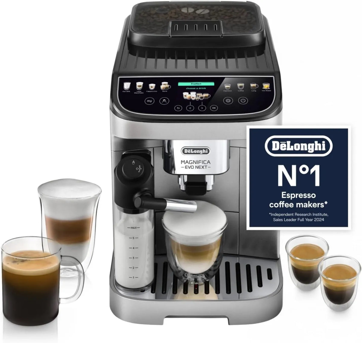 De'Longhi automatyczny ekspres do kawy, De 'Longhi ECAM310.80.SB Mchnienie mleka, emulgator mleka, dotyk, ekspres do kawy z płatkami zbożowymi z intuicyjnym ekranem dotykowym