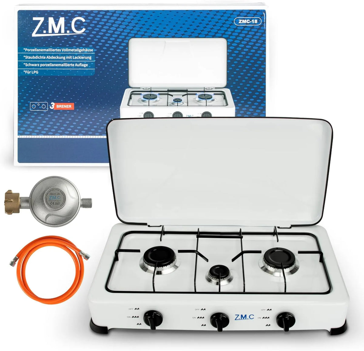 Z.M.C kuchenka przenośna, Płyta gazowa, plener, grill, kemping, wymienne, piec gazowy, 4 kW