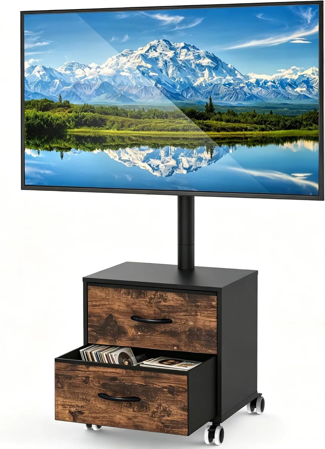 5Rcom, Szafka do telewizora, 60 cali, 400 x 400 mm, koła jezdne, OLED, wyświetlacz LCD, czarny, Regulowana wysokość z support do 40 kg