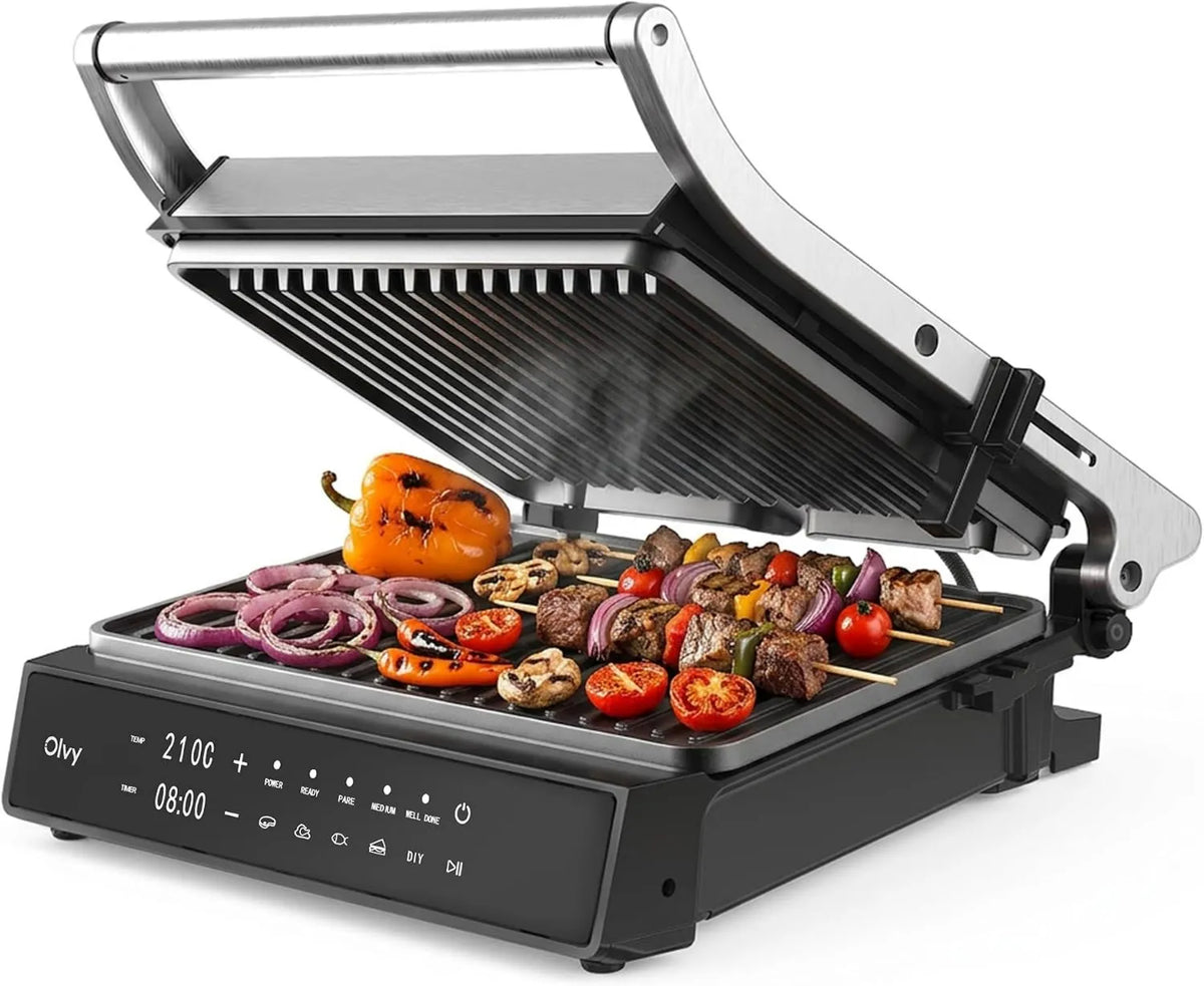 Olvy grill elektryczny, Grill, Grill panini i croque- monsieur, 2000 W, 5 programów, wyjmowane