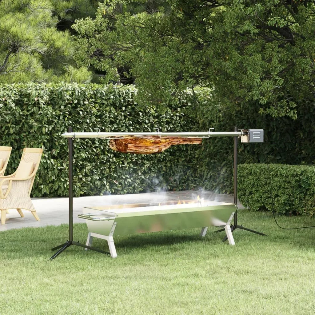 Molumvel, Grill, silnik, 150 cm, 15 W, plener, stal nierdzewna, drewno, świnia i jagnięcina