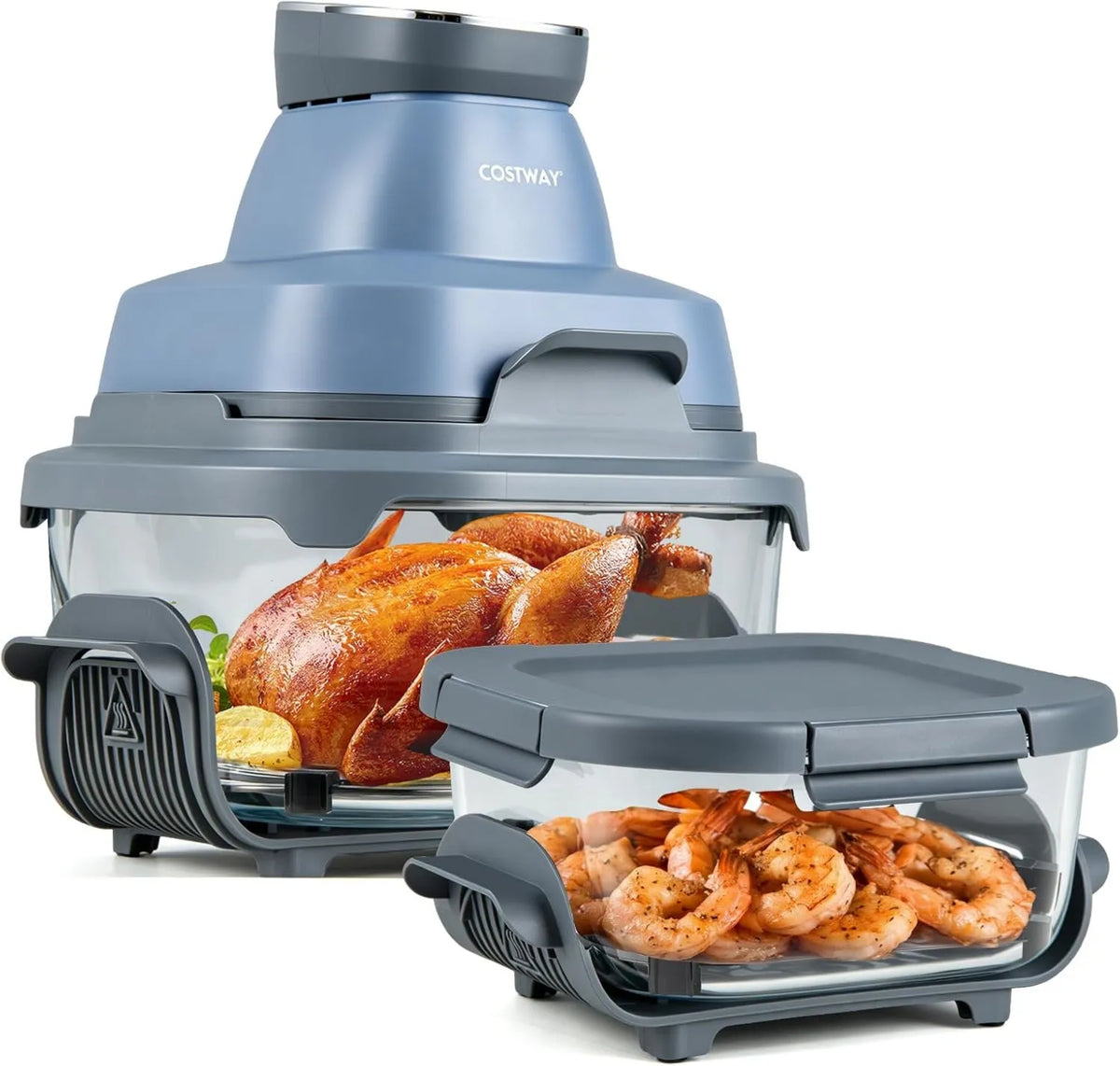COSTWAY frytkownica beztłuszczowa, Zmywarka, olej przenośny Free frytkownica 4 l lub 1, 500 W, 6 programów, niebieski, 7 l