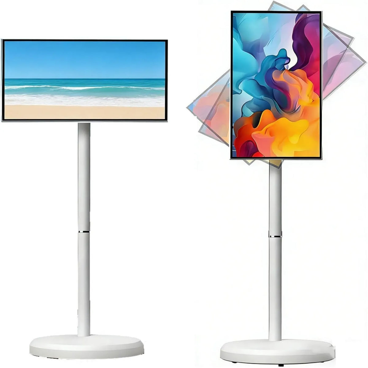 BEESOM, Smart TV 1080p 8go + 128go, 21, 5 cali, TV, przenośne, poruszające się koła, dotyk, Joga 23in sesje, TV Tablet funkcja, Rotation