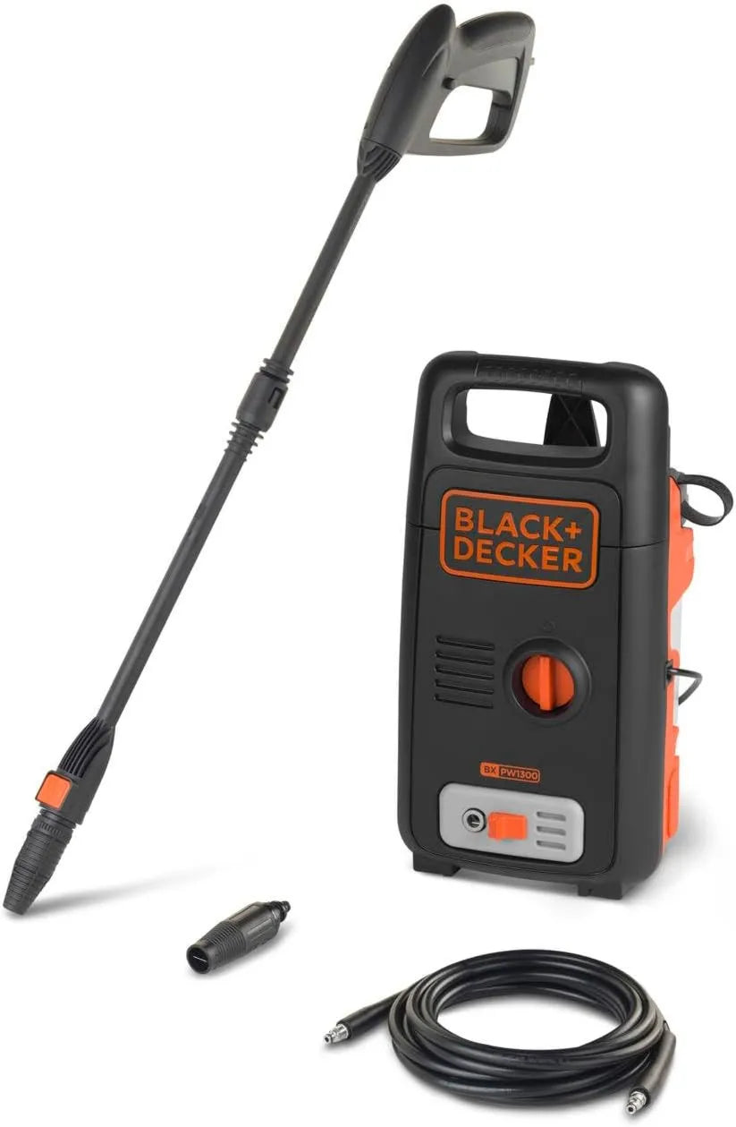 BLACK+DECKER, czarny+DECKER czarny+DECKER czarny+DECKER czarny+DECKER Czarny + Decker BXPW1300E Wysokie czyszczenie ciśnieniowe, 1300 W, czarny, 100 Bar, 390 l / h