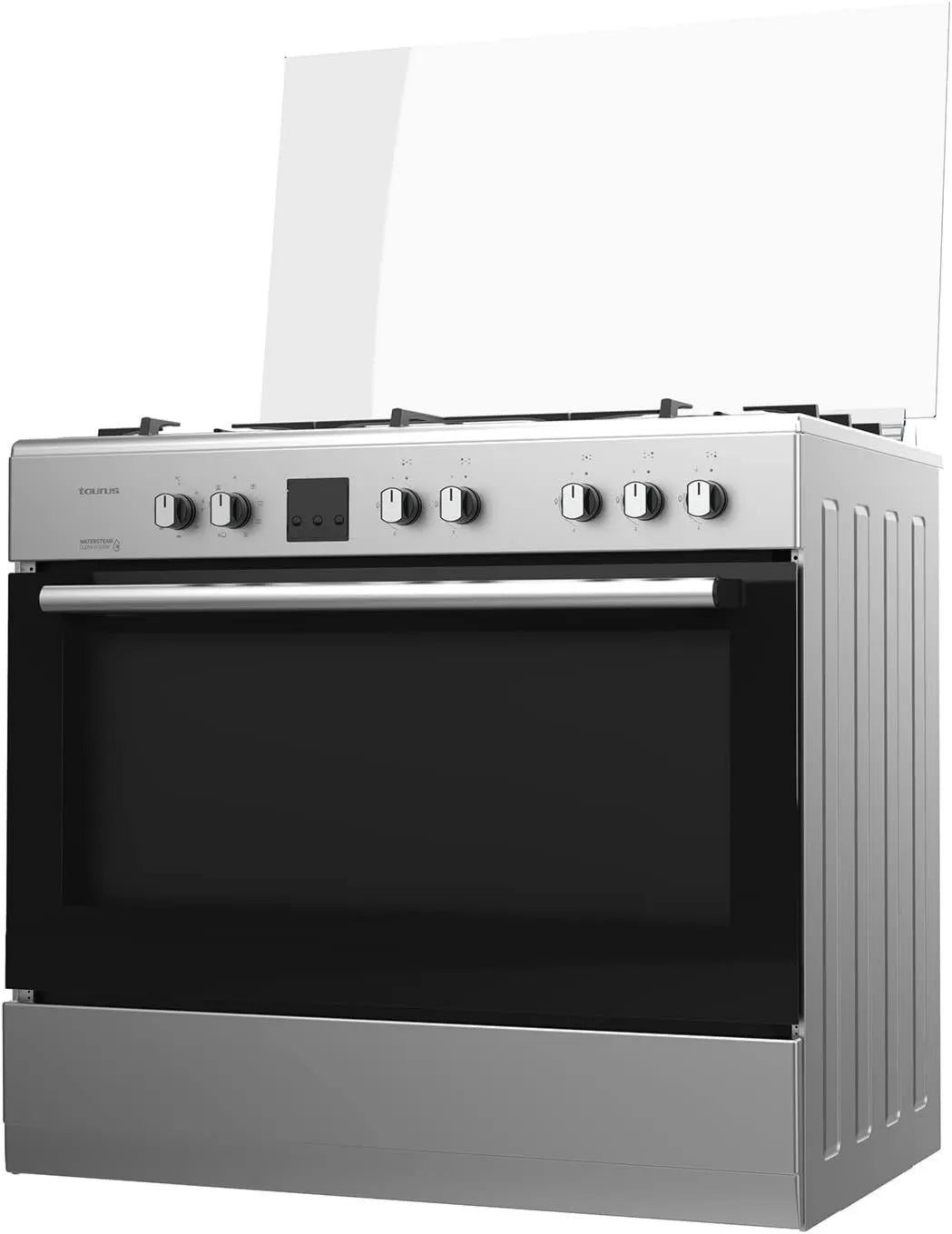 TAURUS kuchenka z piekarnikiem, Piekarnik gazowy z piekarnikiem elektrycznym, 95 l, licznik, termostat, stal nierdzewna, 61 x 90 x 92, 5 palników, piekarnik 95 l, butan gazowy CIGE5FIXMF