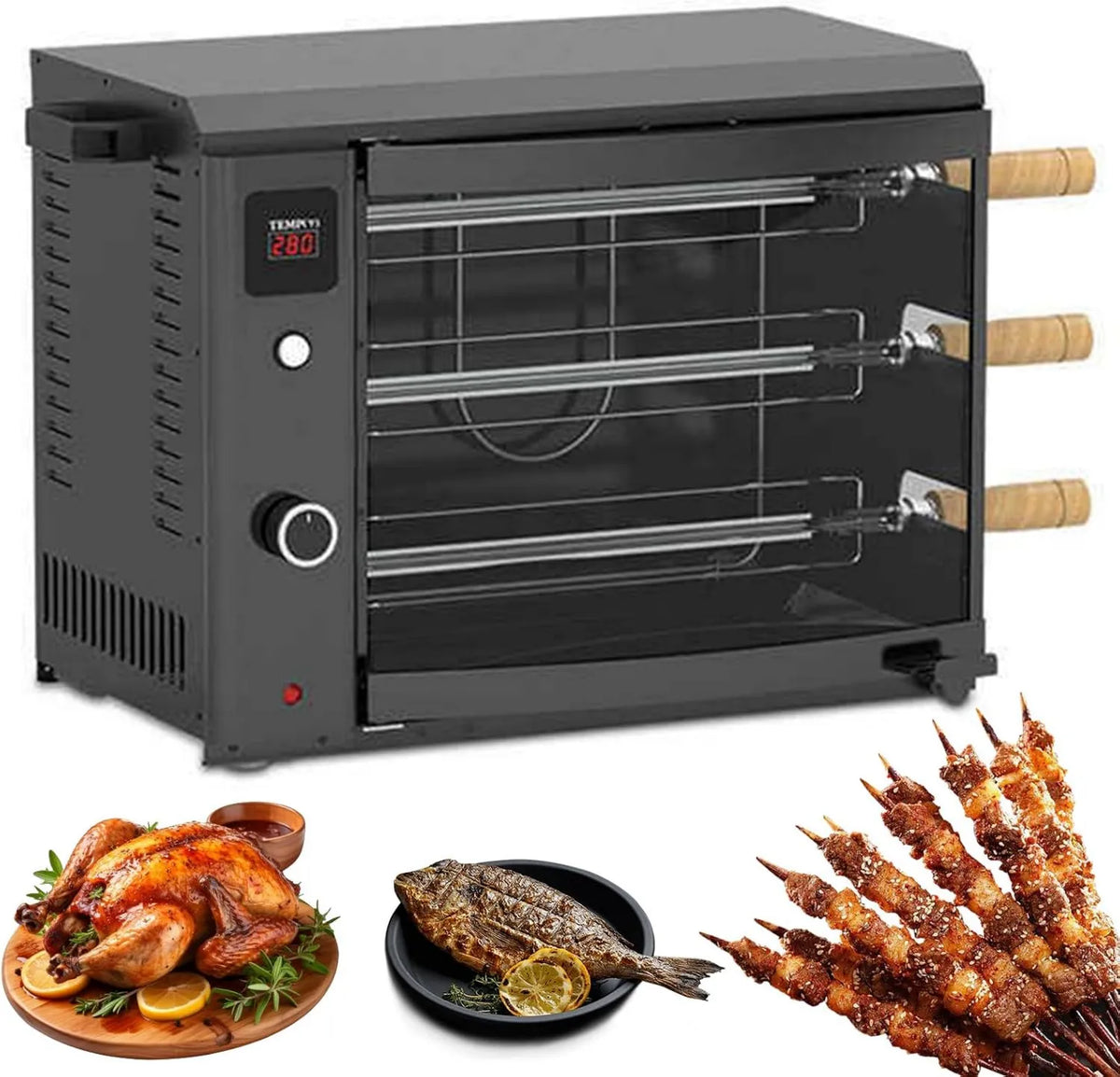 ZMJGLL, płyta grzewcza, 220 V, licznik czasu, grill, 2 strefy temperatury, Grill bez dymu dla kurczaka i ryb