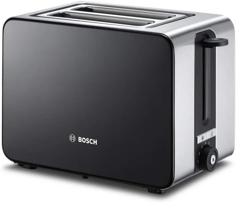 Bosch TAT7203 toster, 1050 W, 18.4 x 29.2 x 15.5, praca automatyczna, Comfortline Kompaktowy Toster ze Stali Nierdzewnej, z Automatycznym Wyłączaniem