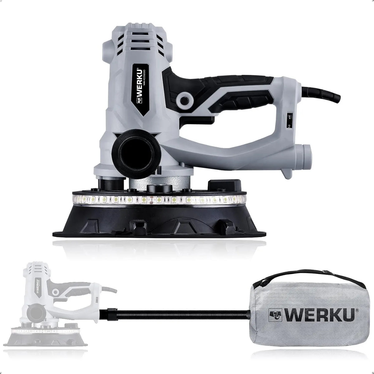 Werku, WK403250 Okrągłe ściany nożycowe, Vision LED Oświetlenie System, dla profesjonalnej jakości, Moc 1200 W, Dysk 225 mm, Zawiera Disc